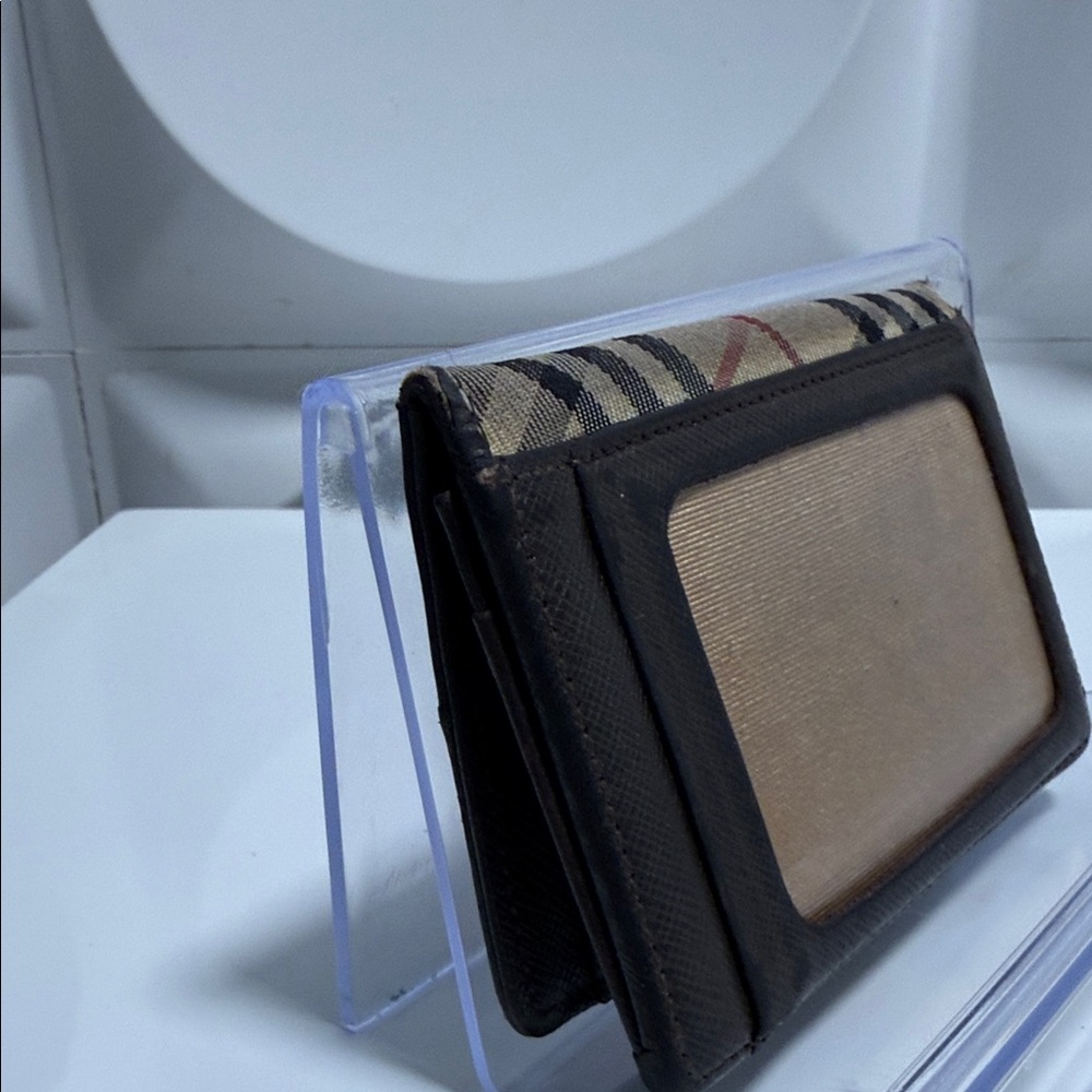 Burberry Beige Check & Brown Leather Card Holder - Picture 5 of 5
